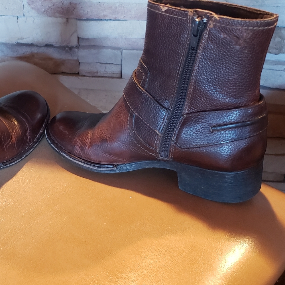 Clarks short Boots Booties pebbled leather - Picture 5 of 9